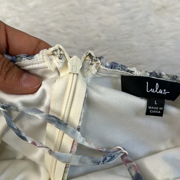 Lulus Effortless Evening Ivory Floral Print Sleeveless Maxi Dress Sz L - Picture 9 of 11